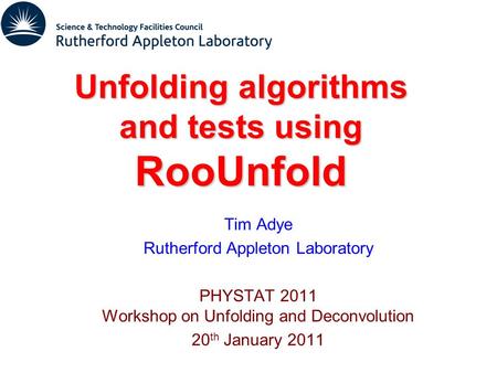 Unfolding algorithms and tests using RooUnfold