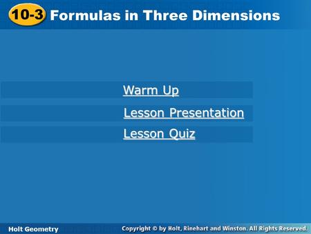 Formulas in Three Dimensions