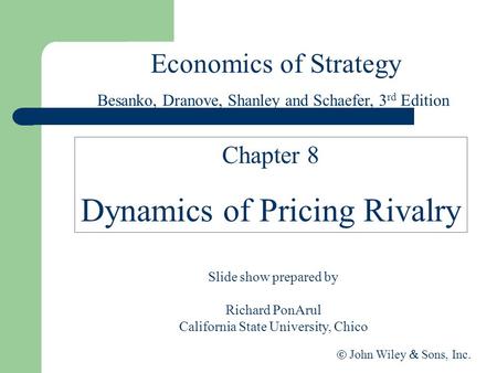 Dynamics of Pricing Rivalry
