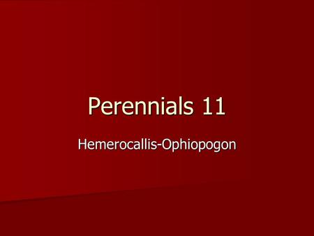 Perennials 11 Hemerocallis-Ophiopogon BOTANICAL NAME H EMEROCALLIS cv. H EMEROCALLIS cv.
