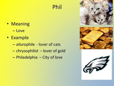 Phil Meaning Example Love ailurophile - lover of cats