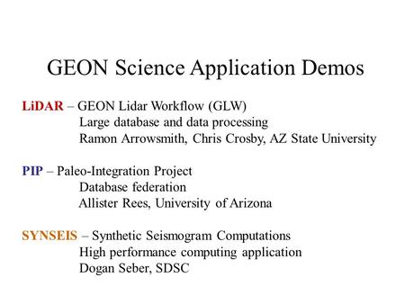 GEON Science Application Demos