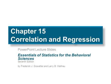 Chapter 15 Correlation and Regression