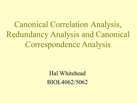 Canonical Correlation Analysis Software Canonical Correlation Analysis Software