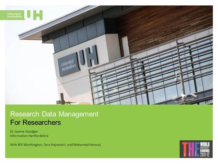Research Data Management For Researchers