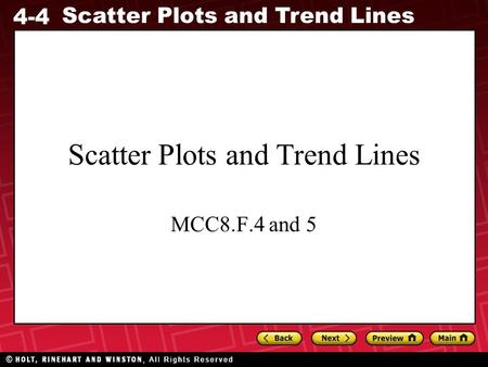 Scatter Plots and Trend Lines