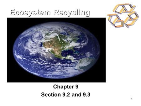 Ecosystem Recycling Chapter 9 Section 9.2 and 9.3.