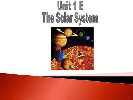Unit 1 E The Solar System.
