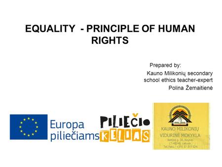 EQUALITY - PRINCIPLE OF HUMAN RIGHTS