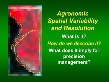 Agronomic Spatial Variability and Resolution What is it? How do we describe it? What does it imply for precision management?