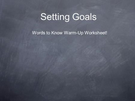 Words to Know Warm-Up Worksheet!