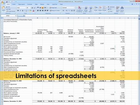 Limitations of spreadsheets. A few scenarios where Excel is not optimal and alternatives.