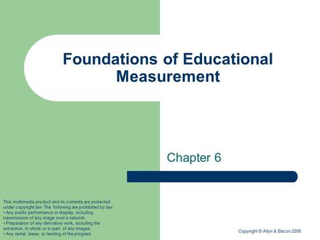 Foundations of Educational Measurement