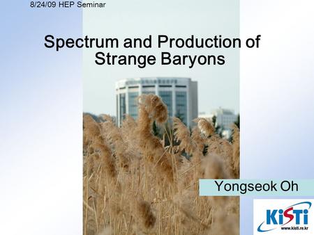 Yongseok Oh Spectrum and Production of Strange Baryons 8/24/09 HEP Seminar.