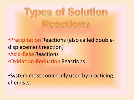 Types of Solution Reactions