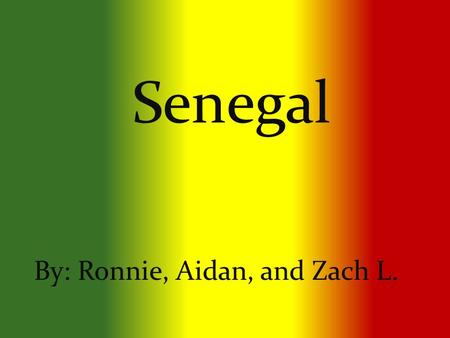 By: Ronnie, Aidan, and Zach L. Senegal Important People in Senegal Some important people in Senegal are Safi Faye which is a film director,also there.