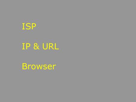 ISP IP & URL Browser. Terms b Browser b Search Engine.