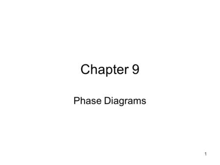 Chapter 9 Phase Diagrams.
