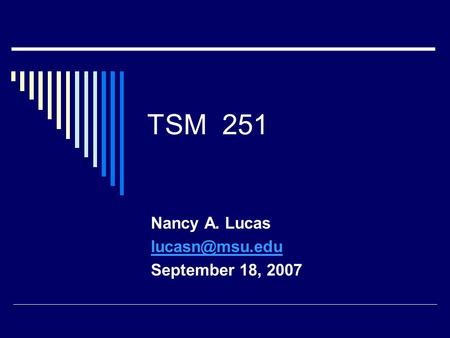 TSM 251 Nancy A. Lucas September 18, 2007.