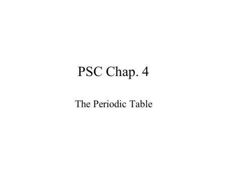 PSC Chap. 4 The Periodic Table. In modern periodic table, elements in the same column have similar properties.