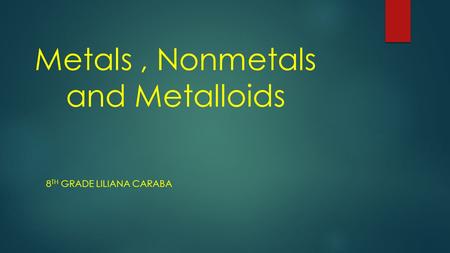 Metals , Nonmetals and Metalloids
