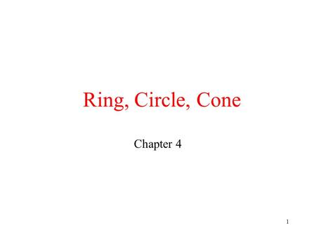 1 Ring, Circle, Cone Chapter 4. 2 Triangle rotating We have a triangle in the following position We want to rotate it around line y =  2. For this purpose,