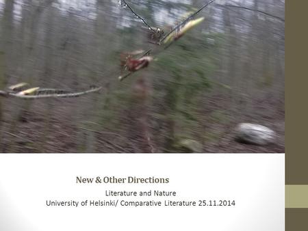 New & Other Directions Literature and Nature University of Helsinki/ Comparative Literature 25.11.2014.