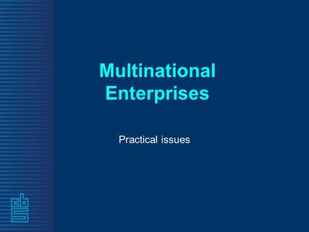 Multinational Enterprises Practical issues. The reason for -Measurability problems -Inconsistencies in source statistics -Need for guidelines.