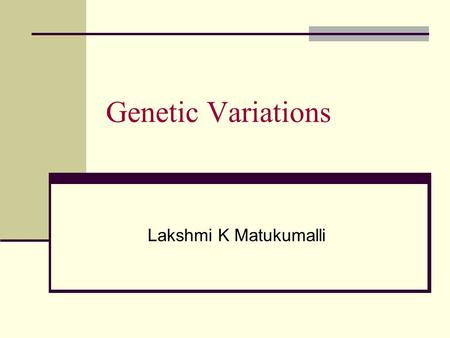 Genetic Variations Lakshmi K Matukumalli. Human – Mouse Comparison.