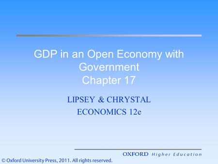 GDP in an Open Economy with Government Chapter 17