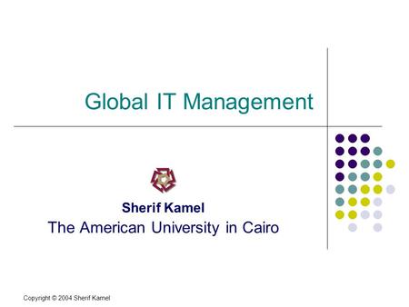 Copyright © 2004 Sherif Kamel Global IT Management Sherif Kamel The American University in Cairo.