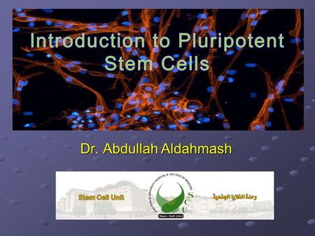 Dr. Abdullah Aldahmash. Cell Stem Cell – Definition A cell which has the ability to continuously divide and differentiate into various other kinds of.