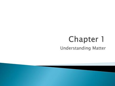 Chapter 1 Understanding Matter.