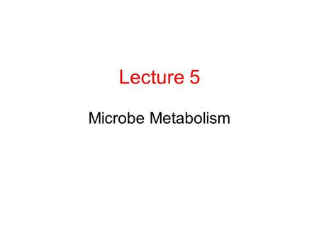 Lecture 5 Microbe Metabolism.