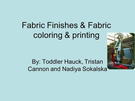Fabric Finishes & Fabric coloring & printing