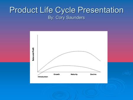 Product Life Cycle Presentation By: Cory Saunders.