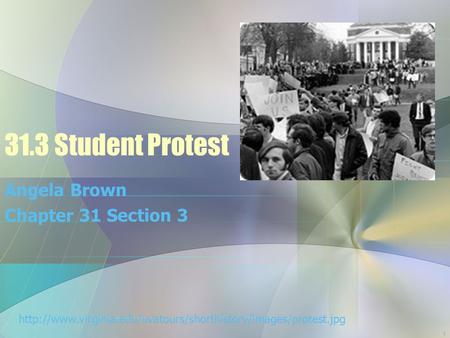 31.3 Student Protest Angela Brown Chapter 31 Section 3  1.