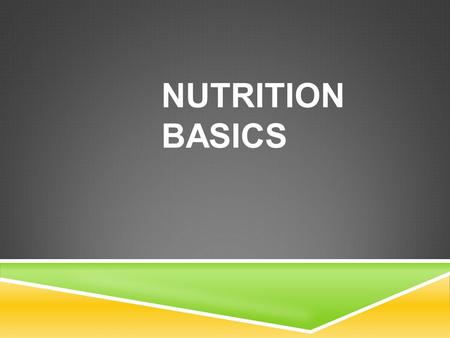 NUTRITION BASICS. WORDS TO KNOW! NUTRITION – The science that studies how the body makes use of food. DIET – Everything you eat and drink. NUTRIENTS –