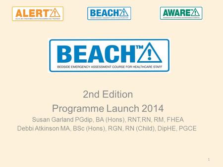 2nd Edition Programme Launch 2014 Susan Garland PGdip, BA (Hons), RNT,RN, RM, FHEA Debbi Atkinson MA, BSc (Hons), RGN, RN (Child), DipHE, PGCE 1.