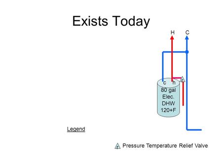 80 gal Elec. DHW 120+F ch H C r Pressure Temperature Relief Valve r Legend Exists Today.