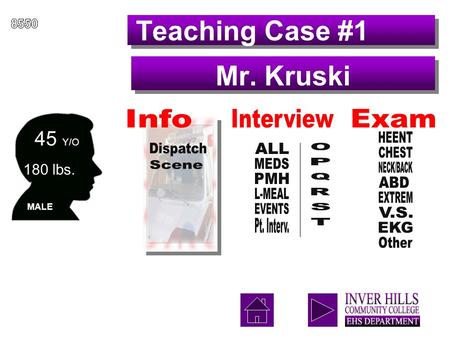 MALE Teaching Case #1 Mr. Kruski 45 Y/O 180 lbs..