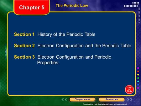 Chapter 5 Section 1 History of the Periodic Table