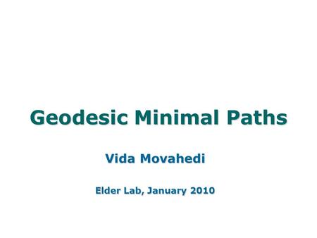 Geodesic Minimal Paths Vida Movahedi Elder Lab, January 2010.