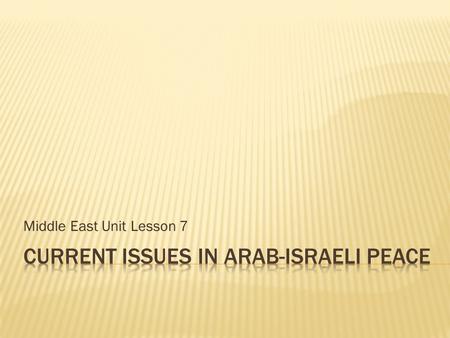 Middle East Unit Lesson 7.  Identify key obstacles in current talks to achieve Middle East peace.