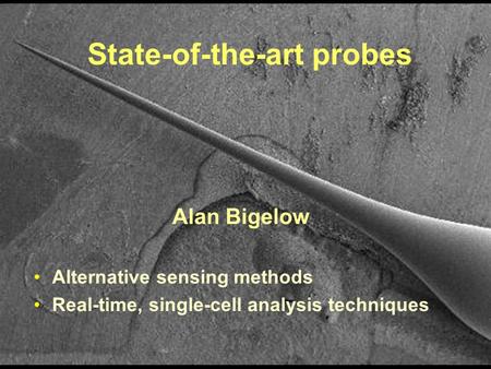 State-of-the-art probes Alan Bigelow Alternative sensing methods Real-time, single-cell analysis techniques.