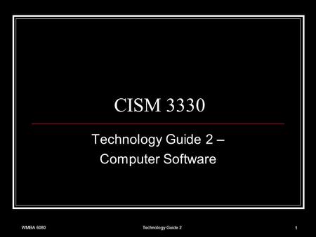 WMBA 6080Technology Guide 2 1 CISM 3330 Technology Guide 2 – Computer Software.