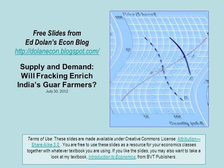 Free Slides from Ed Dolan’s Econ Blog  Supply and Demand: Will Fracking Enrich India’s Guar Farmers? July 30, 2012