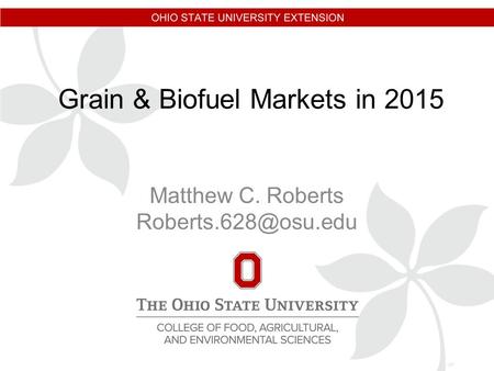 Grain & Biofuel Markets in 2015 Matthew C. Roberts