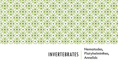 INVERTEBRATES Nematodes, Platyhelminthes, Annelids.