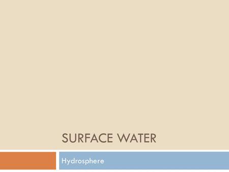Surface water Hydrosphere.
